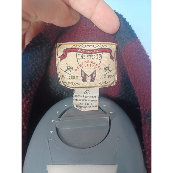 Authenic One Step Up Performance Fleece Button Up Plaid Size Large Red & Black - Picture 3 of 8